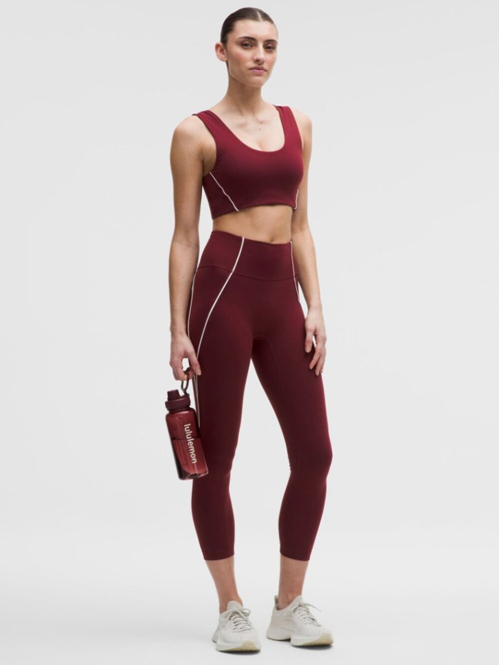 LULULEMON Wunder Train No-Line Piped High-Rise Tight 25" Size 8 Burgundy Bay